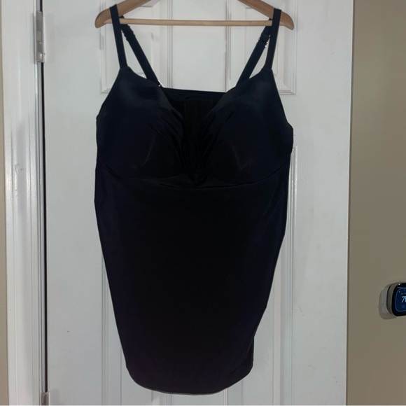 Cacique Tankini Top 40DDD Knot Front Black Swim Top Underwire Support - Picture 6 of 6